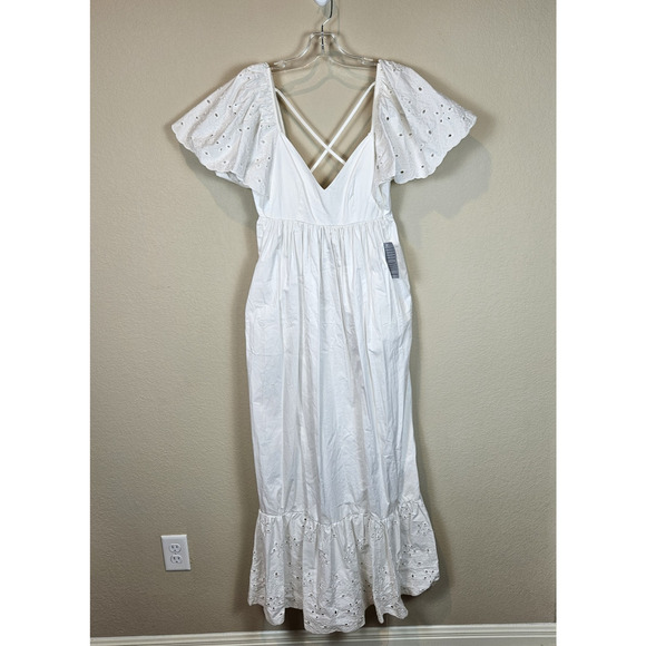 En Saison Barnette Maxi Dress Eyelet Lace Flutter Sundress Cottage Boho White S - Picture 15 of 16